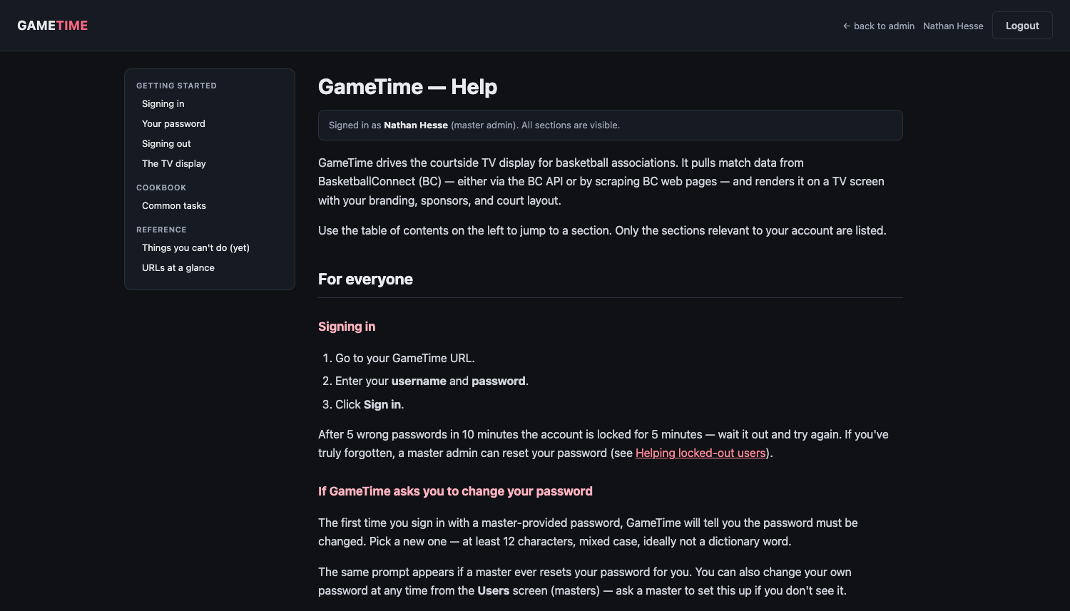 Role-aware help guide